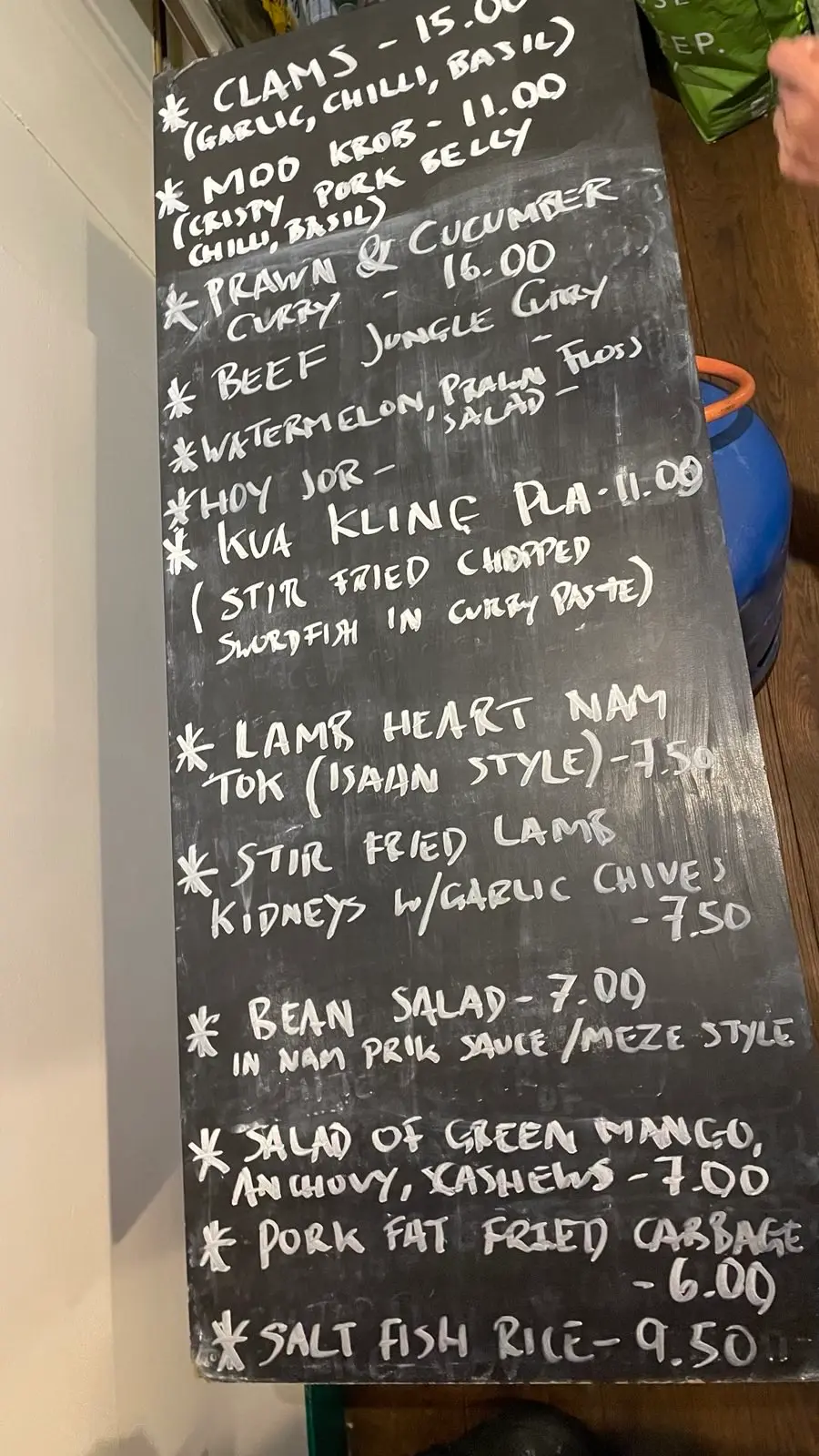 The specials menu on a chalk board